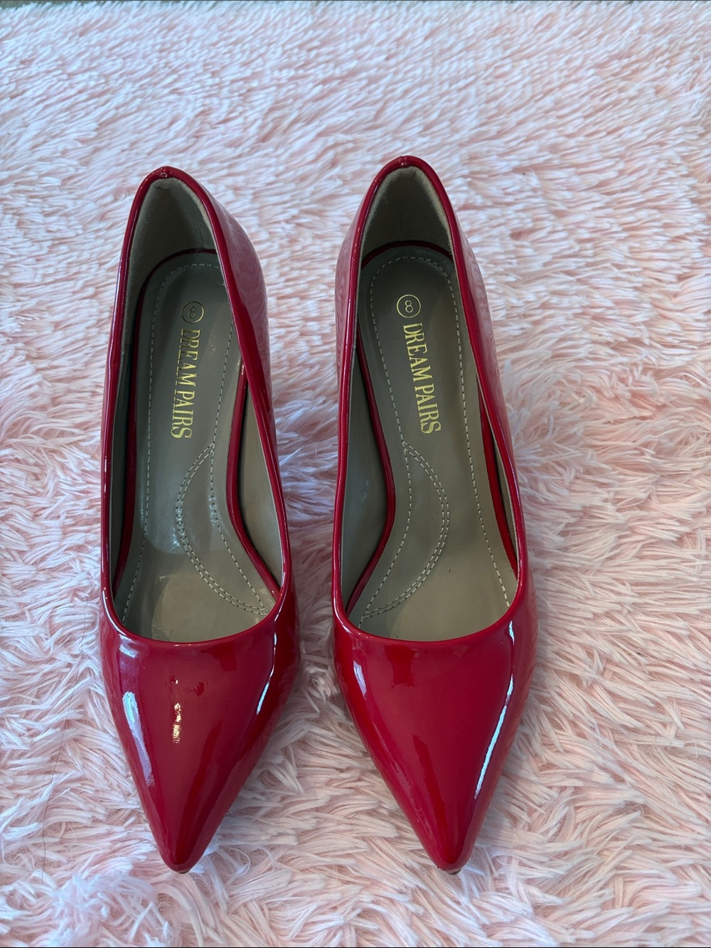 Red Patent Pointed-Toe Heels Dream Pairs